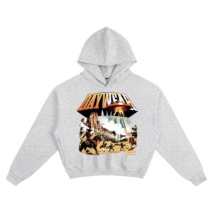 "COWBOYS&ALIENS" - Boxy Hoodie - Flower Gray, S